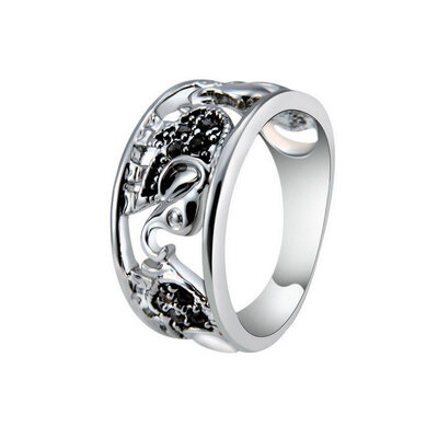 

Yoursfs Embossed Elephant Ring Chinese Style Fashion Men Women Personality TITANIUM Steel Animal Jewelr