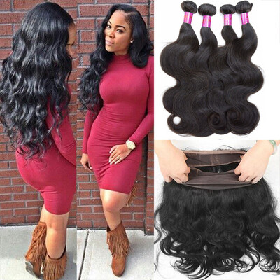 

Brazilian Body Wave 360 Lace Band Frontal Closure with Baby Hair Pre Plucked 360 Lace Frontal Closure Natural Hairline Brazilian