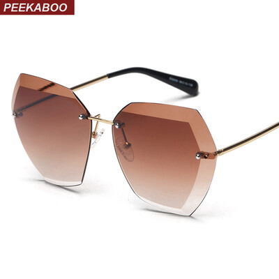 

Peekaboo Oversized Polygon Rimless Sunglasses Female Brand High Quality Gradient Women Rimless Sun Glasses Fashion 2017 Uv400