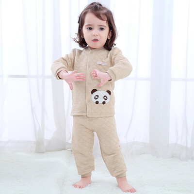 

Xin Song baby color cotton warm cardigan suit neonatal autumn&winter warm color cotton underwear jacket pants suit shallow card panda D066D66