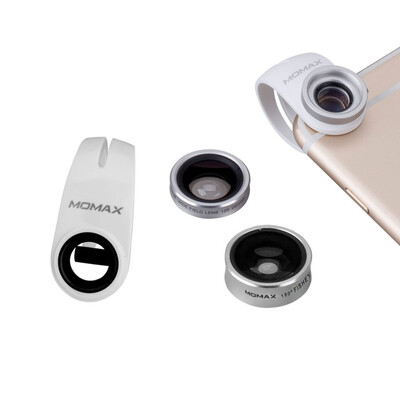 

MOMAX X-Lens 3-в-1 объектив камеры (120 ° широкий угол + 15X макрос +180 рыбье глаз яблоко и Эндрюс совместимый с серебром