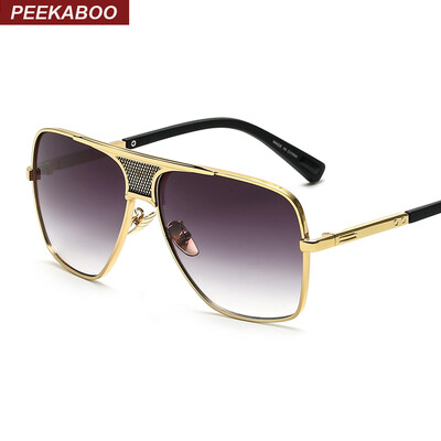 

Peekaboo square sunglasses men flat top metal gold european american gradient sun glasses luxury male eyewears
