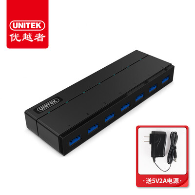 

Преимущества (UNITEK) USB3.0 Splitter 120CM Высокоскоростное расширение 7-портовый концентратор HUB Ноутбук Многофункциональный преобразователь с индикатором питания Y-3184ABK