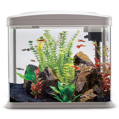 

Qi Yi natural small fish tank ecological glass fish tank aquarium three lake fish tropical fish fish tank household fish tank with filter belt LED lights 42 * 26 * 39cm TL-428 white