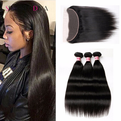 

Peruvian Virgin Hair Bundles With Lace Frontals 8A Full Frontal Lace Closure 13x4 With Bundles Peruvian Straight With Frontal