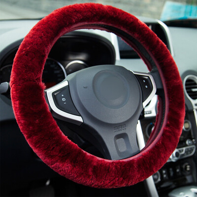 

YooCar imitation wool plush steering wheel cover Winter car handle thick black warmth