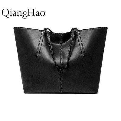 

QiangHao Women Shoulder Bags 2017 Fashion Women Handbags Oil Wax Leather Large Capacity Tote Bag Casual Pu Leather Messenger bag