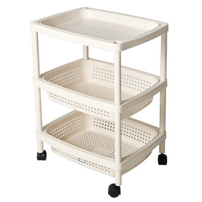 

Revitalization three-layer pulley multi-function rack multi-function mobile rack kitchen living room storage car CHM1347