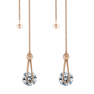 

Yoursfs Dangle Earrings with Long Chain Austria Crystal Jewelry Gift 18k Rose Gold Plated