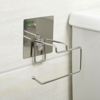 

Le stickers bathroom stainless steel punch-free paper towel rack toilet tissue box bathroom wall-mounted roll holder hotel bathroom strong seamless toilet paper holder kitchen toilet paper holder without cover short