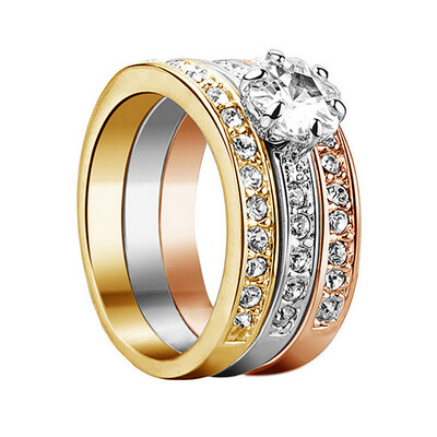 

Yoursfs® 18K White Gold Plated 08CT Triple Simulated Diamond Wedding Ring Use Austrian Crystal Fashion Jewelry