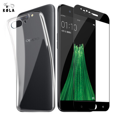 

【Film shell set】 KOLA OPPO R11 tempered film full-screen cover mobile phone protective film transparent mobile phone case protective cover for OPPOR11 black