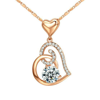 

Yoursfs @ Elegant Union of Hearts Shape 18K Rose Gold Plated Используйте кристалл Rhinestone Heart Pendant Necklace Perfect Gift для женщин