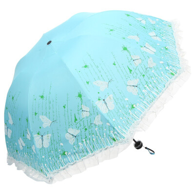 

Jingdong Supermarket] Paradise umbrella Spring Princess black rubber three fold sunny umbrella 33143E pink