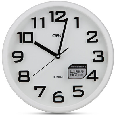 

Deli 8948 fashion colorful office home wall clock three-dimensional digital clock round φ33cm white