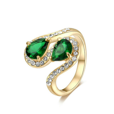 

Yoursfs @ Dual Teardrop Shining zircon ashion 18K Позолоченное кольцо с коктейлем