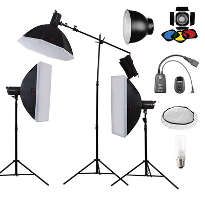 

Kim Pui SPARKII400W Photographic light studio kit flash device studio photographic equipment electric business fashion still life photo fill light three lamp studio shooting set