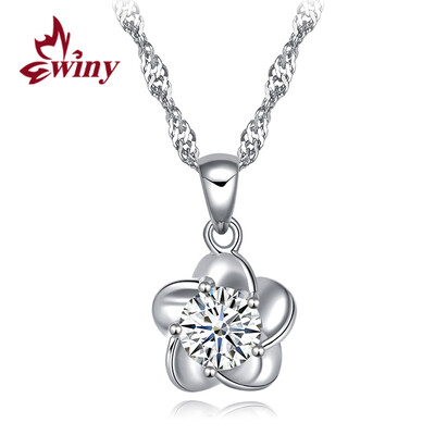 

Единственный (Вини) серебряное ожерелье серебряные женские модели ключицы цепи ювелирные изделия 999 чистого серебра кулон ожерелье синего сердца цветок