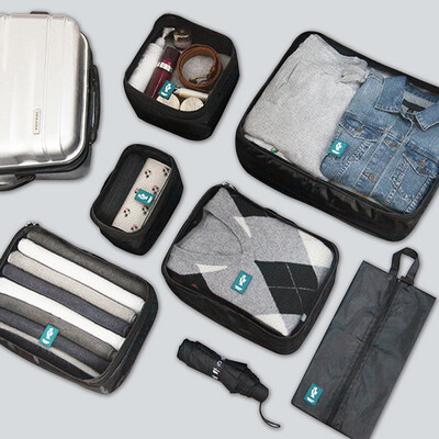 

Clear wild の wood travel storage bag 6 sets of extra large waterproof luggage sorting bag business travel package