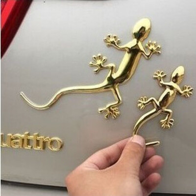 

Huashi car large stainless steel gecko car stickers 3d stereo car metal car outside the car asylum jewelry gas car supplies gold