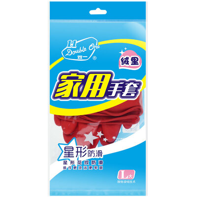 

Double gloves star non-slip L washing dishes washing latex household gloves cleaning non-slip waterproof rubber gloves
