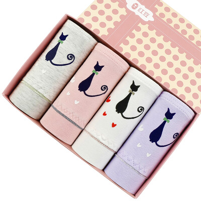 

Красная фасоль (hongdou) дамское белье 4 хлопка и аммиака мультфильм брюки трусы брюки кошечка печати 170/90