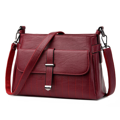 

Women Leather Designers High Quality Striped Saddle Shoulder Bag Ladies Vintage Crossbody Sac A Main Small Messenger Bag Handbag