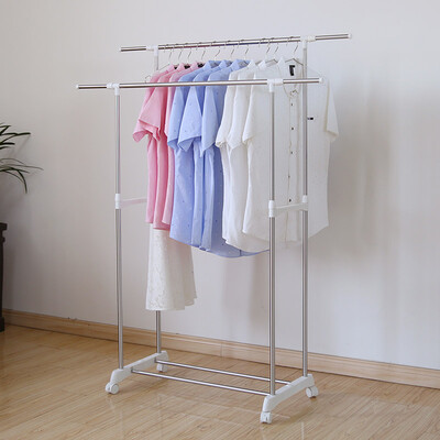 

Youyang thick stainless steel double rod drying rack indoor balcony floor hanger retractable lifting mobile drying rack Y-1922