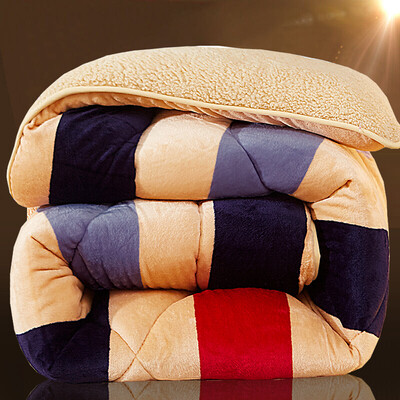 

Jiuzhou deer core textile Shu Rou soft skin breathable imitation lamb cashmere winter quilt winter thicker warm single autumn&winter covered stripe 150 200cm-5 pounds