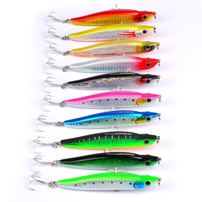 

1PC Pencil Fishing Lures 10cm-3.94"/17g-0.6oz Artificial Bait 6# Treble Hooks Bionic 3D Eyes Bass Baits 10 Colors Jigging Baits