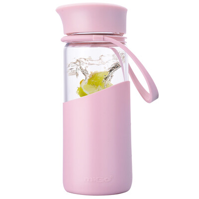 

MIGO стеклянная чашка для воды 0.4L с крышкой переносной чашки чая путешествие путешествия стеклянные бутылки мужчины и женщины цветок порошок