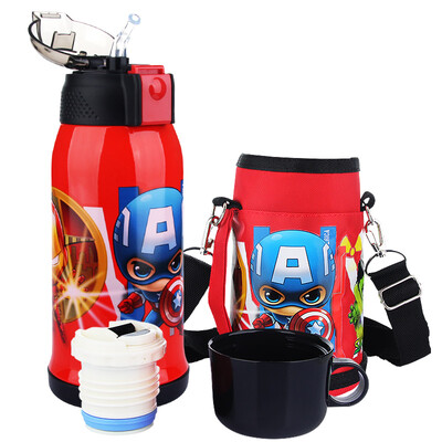 

Disney детские изоляционные чашки с соломинкой из нержавеющей стали чашки детские изоляционные горшки мужские и женские студенты двойные крышки чашки чайник набор чашек 550ML HC6002A диффузный красный