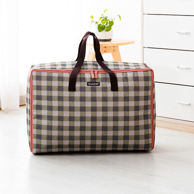 

Youfen boutique double thick Oxford cloth storage bag quilt clothes sorting bag luggage moving waterproof travel storage bag large 72L green plaid