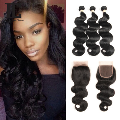 

Malaysian Body Wave Bundle With Lace Closure Human Virgin Hair 3 Bundles With 44Lace Closure Malaysian Hair Bundles With Closure