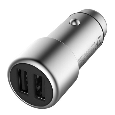 

ZMI purple rice QC30 fast charge charge 5V24A dual USB smart output a drag two mobile phone flat panel general car charger AP821 silver