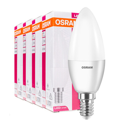 

Jingdong supermarket] OSRAM (OSRAM) LED bulb frosted candle bubble 3W E14 small mouth warm white yellow four only installed
