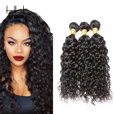 

HHHair Brazilian Virgin Hair Water Wave Weave 3 Bundles Wet And Wavy Virgin Brazilian Hair Curly Weave Human Hair Bundles