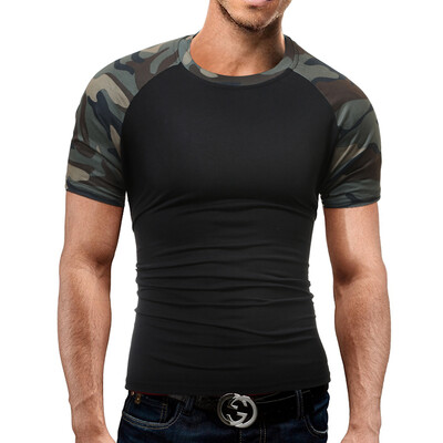 

Brand Men'S T Shirt 2017 Summer Splicing Fashion O-Neck Short-Sleeved Tees Male Casual T-Shirt Slim Male Tops Tees DD01