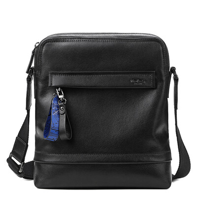 

Pierca card pierre cardin mens shoulder bag head layer leather trend Messenger bag business casual simple vertical mens bag JGY105024A black
