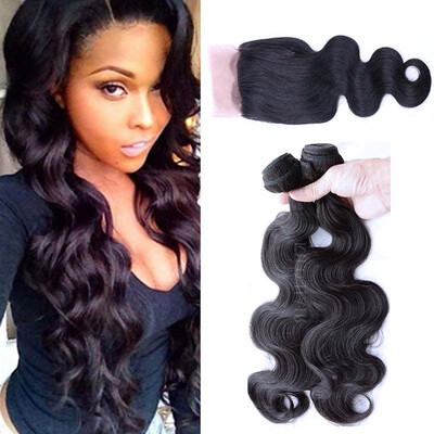 

3 Bundles With Closure Brazilian Body Wave With Lace Closure Brazilian Virgin Hair With Closure Body Wave Hair With Closure