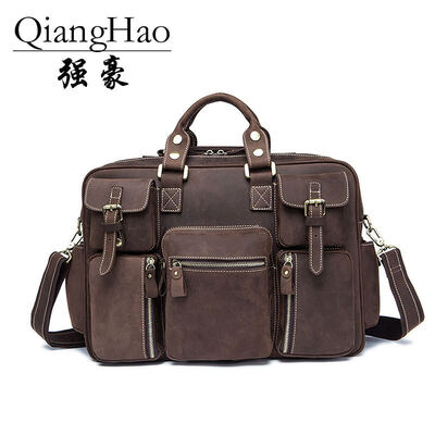 

QiangHao mens briefcase business mens bags leather mens handbags shoulder bags laptop bags