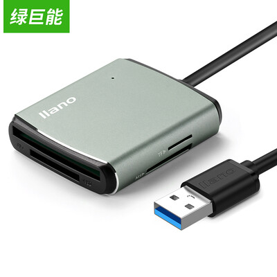 

Зеленый Juneng (Llano) читатель в-одном мульти-письма читателя USB3.0 высокой скорости чтение карт применяется SD / TF / CF / MS металлического кассета памяти серой линии 0,5 м