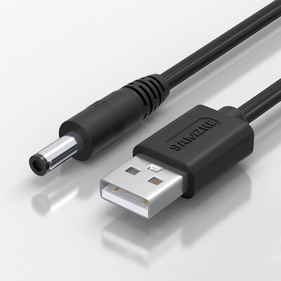 

SAMZHE USB to DC charging cable 35 135mm power supply line support hub HUB small audio mobile power USB amplifier round hole power cord black L-02