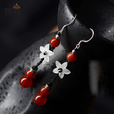 

Tsful TS054SS серьги серьги классические национальные ветра женские ручной работы серьги имитация агата серьги темперамент элегантные ювелирные аксессуары красный