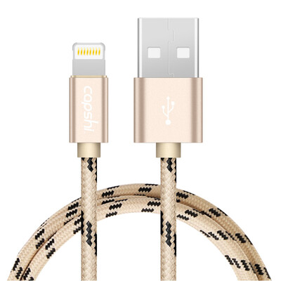 

Capshi Apple 6 / 5S / 7 кабель для зарядки кабеля питания шнур питания ткачество 1 метр золото 2 поддержка iphone5 / 6s / 7P / SE / ipad air mini