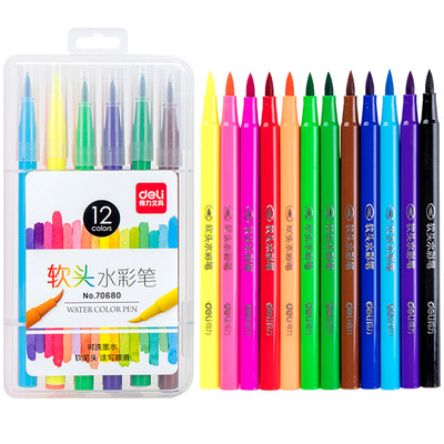 

Deli 70 soft pen head 12 color watercolor pen comic illustration color pen