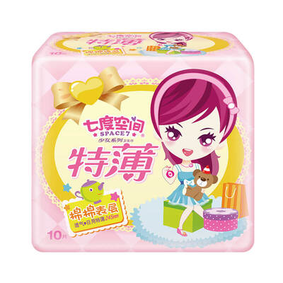 

Seven space SPACE7 girls thin series of sanitary napkins Shuang superficial thin super long night 338mm 8 random distribution of old&new packaging