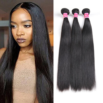 

Fine Plus Brazilian Straight Hair 3 Bundles 7A 100% Unprocessed Silky Virgin Human Hair Extensions Natural Black Color 300g in Tot