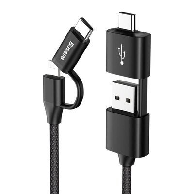 

Baseus) five-in-one multi-function data cable Type-C + USB dual-output Type-C to OTG Apple Andrews data cable charging line 2A 1 m