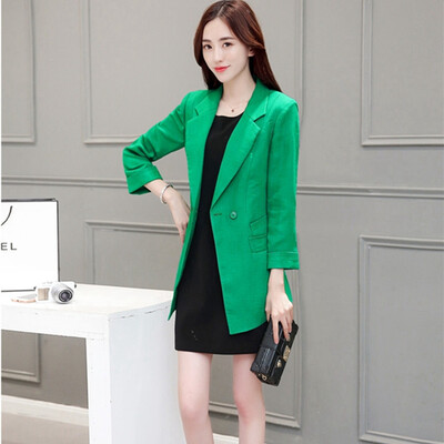 

A pond morning 2017 Korean temperament wild lapel long sleeve thin windbreaker short jacket female autumn S62A0991 green